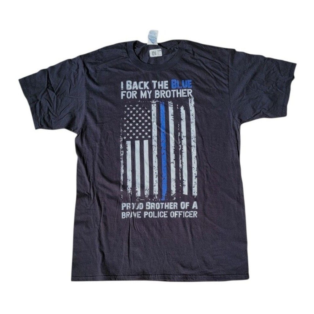 I Back The Blue For My Brother T-Shirt Men's Medium Black New Without Tags